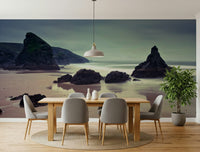 Vast Bedruthan Steps Beach wallcovering: Secluded sandy cove.