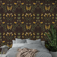 Bees Butterflies and Flowers mural for an accent wall.

