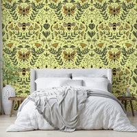 Bees Butterflies and Flowers wallpaper for a child's room.

