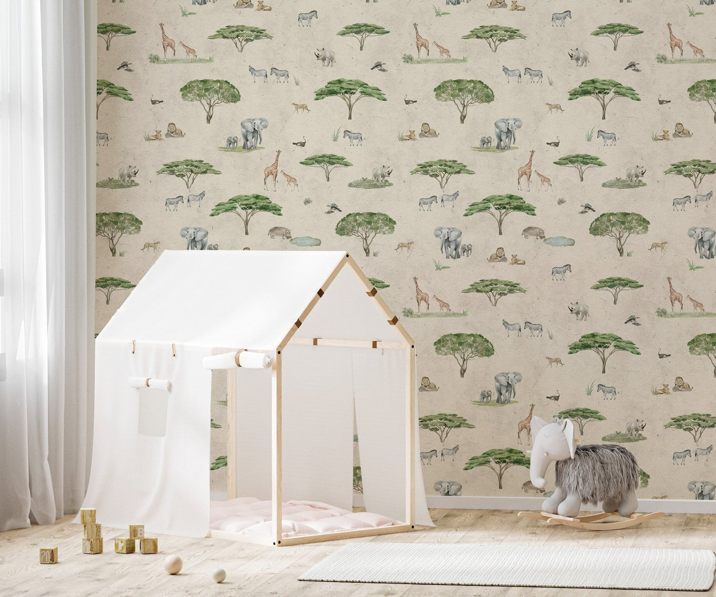 Nature-inspired African savannah wallpaper
