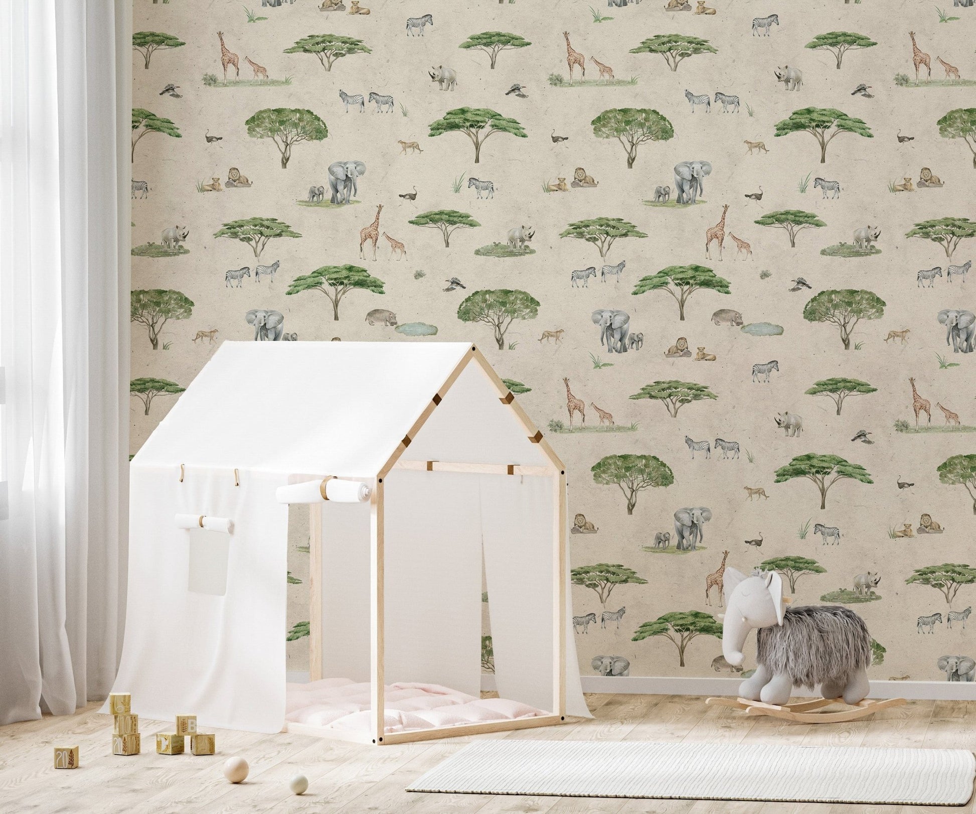 Nature-inspired African savannah wallpaper
