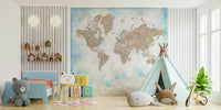 Watercolor map beige and sky blue

