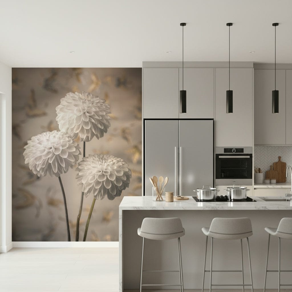 Beige Blooms Wall Mural