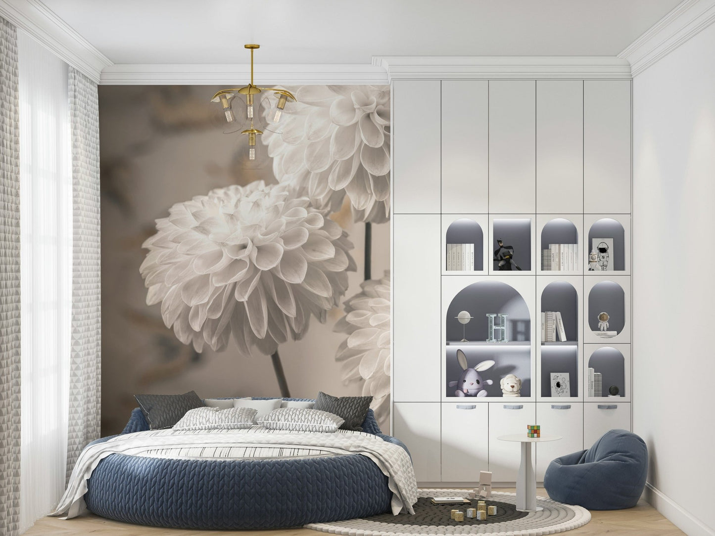 Beige Blooms Wall Mural