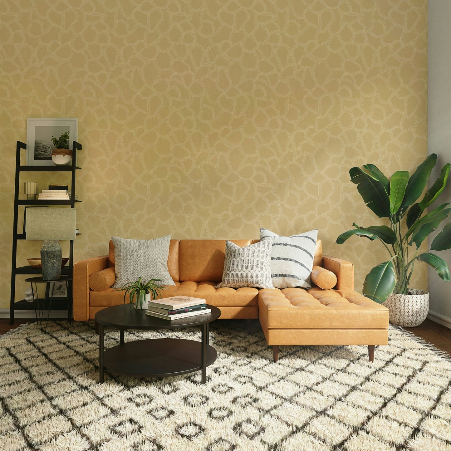 Soft boho arches design in beige wallpaper

