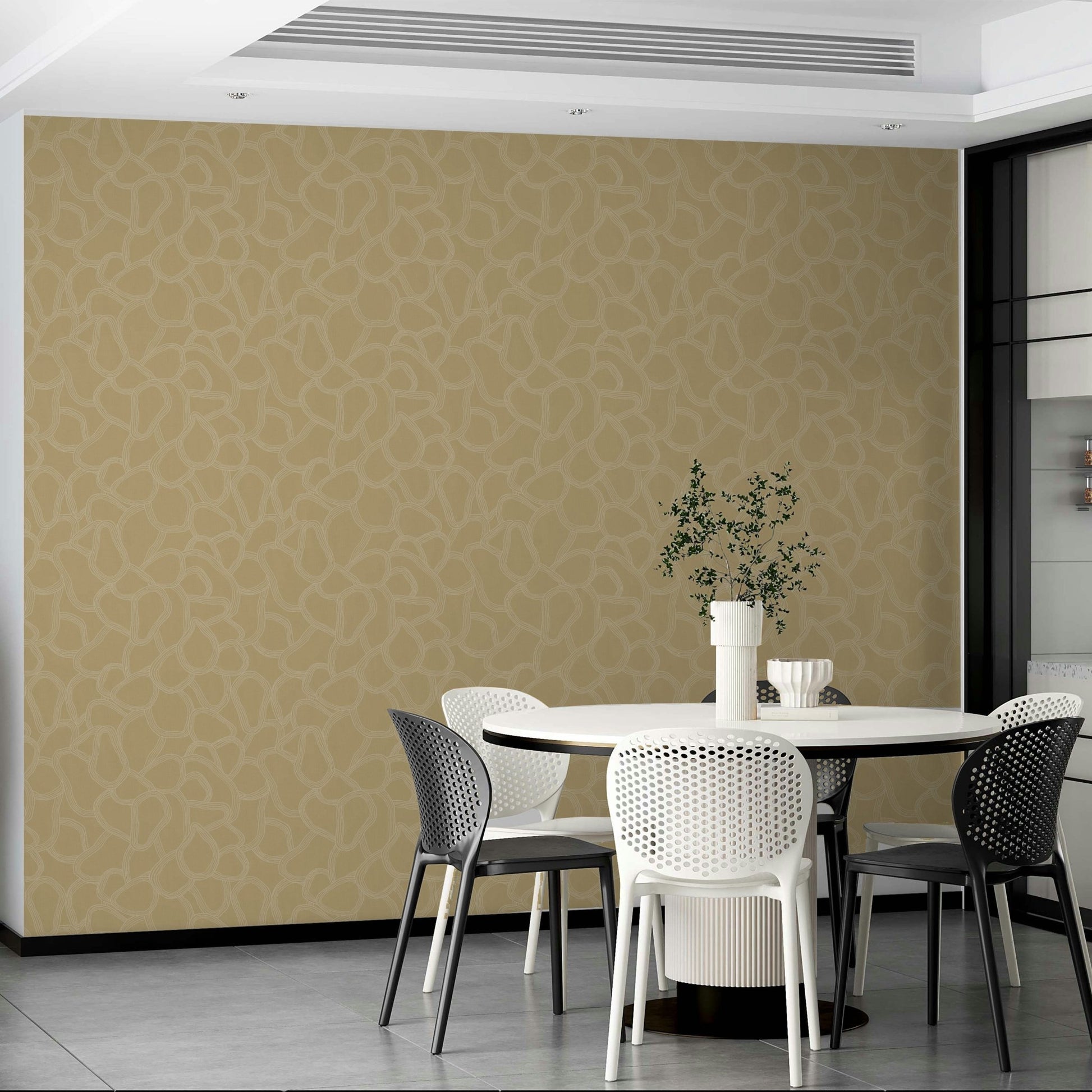 Beige and white boho wallpaper with arches

