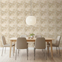 Beige Botanical Embrace Monstera Foliage Wallpaper in a soft dining room, GD8944