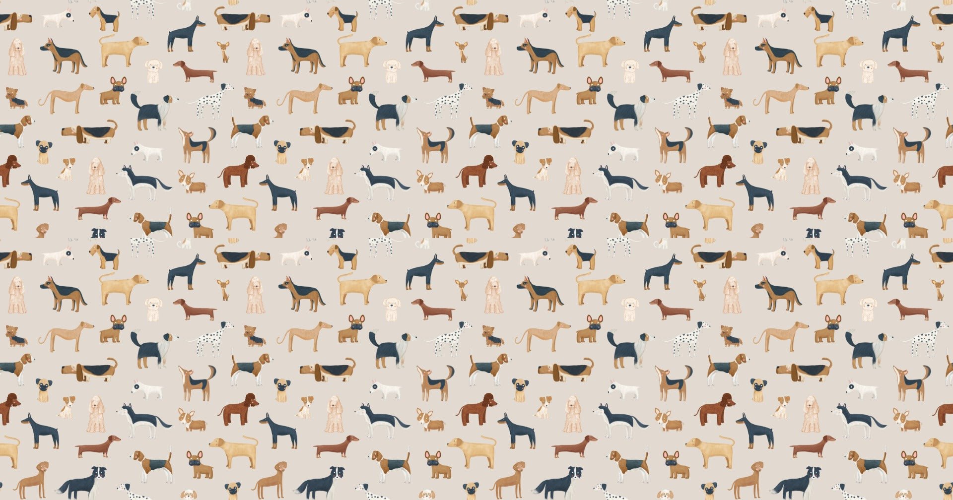 Beige Canine Parade Wallpaper - Giffywalls, MM-01