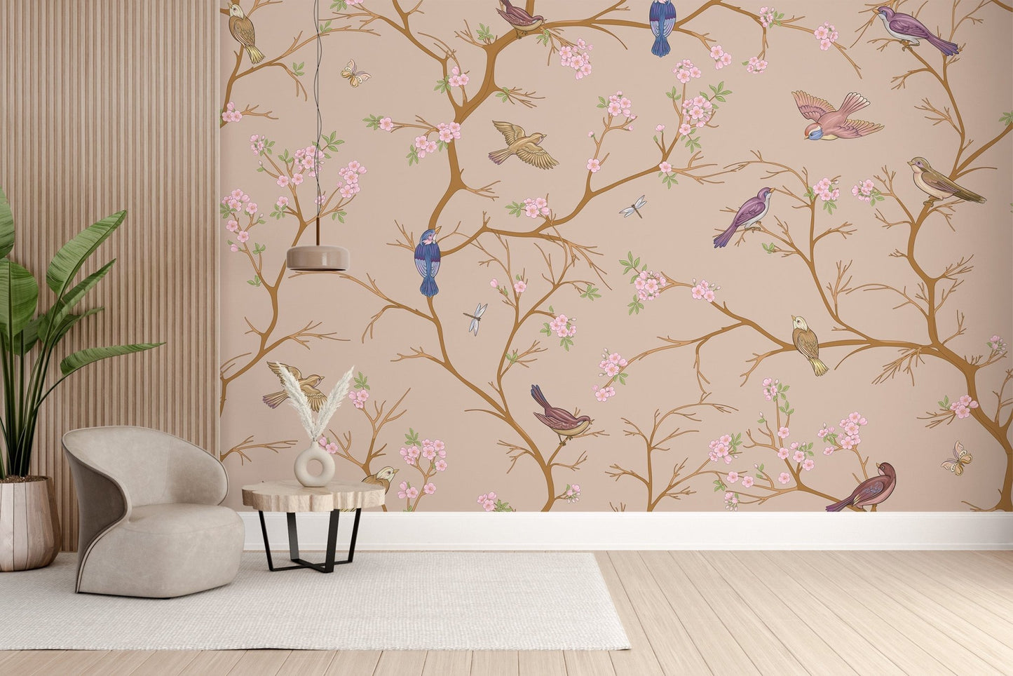 Beige Chinoiserie Wallpaper Mural - Giffywalls C460