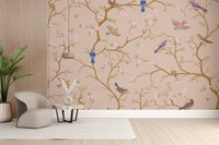 Beige Chinoiserie Wallpaper Mural - Giffywalls C460