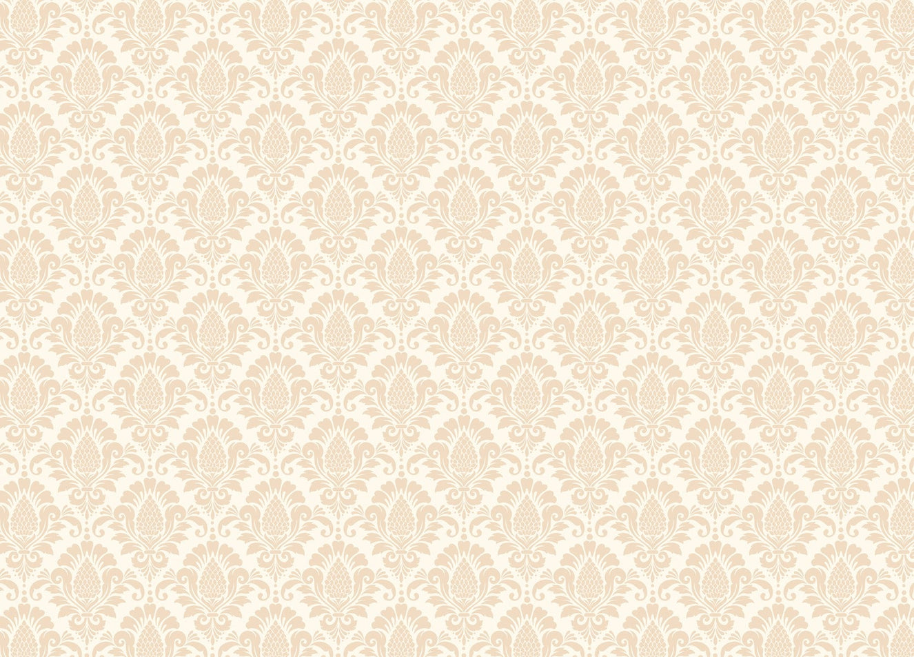 Artful Damask Pattern in Beige Wallpaper