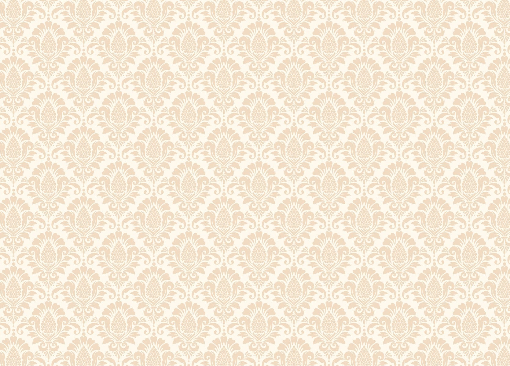 Artful Damask Pattern in Beige Wallpaper