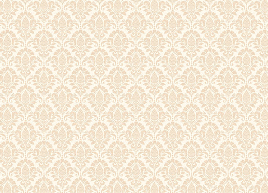 Artful Damask Pattern in Beige Wallpaper