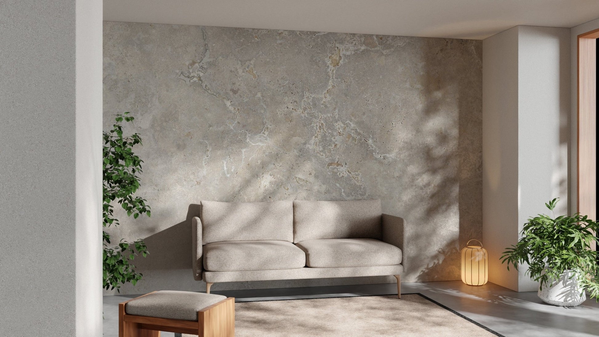 Ivory Color Marble Textured Wallpaper Mural - Giffywalls