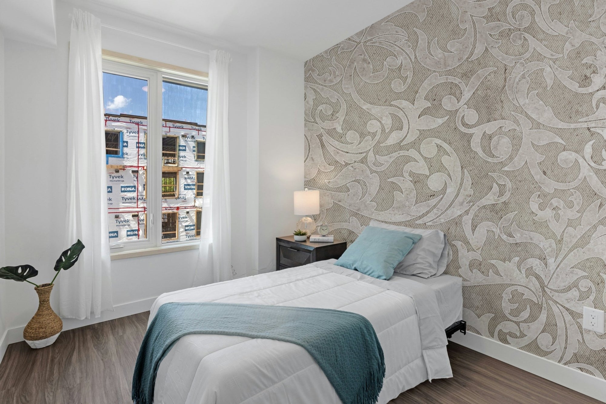 Vintage beige floral pattern wallpaper design A674