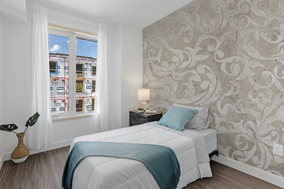 Vintage beige floral pattern wallpaper design A674