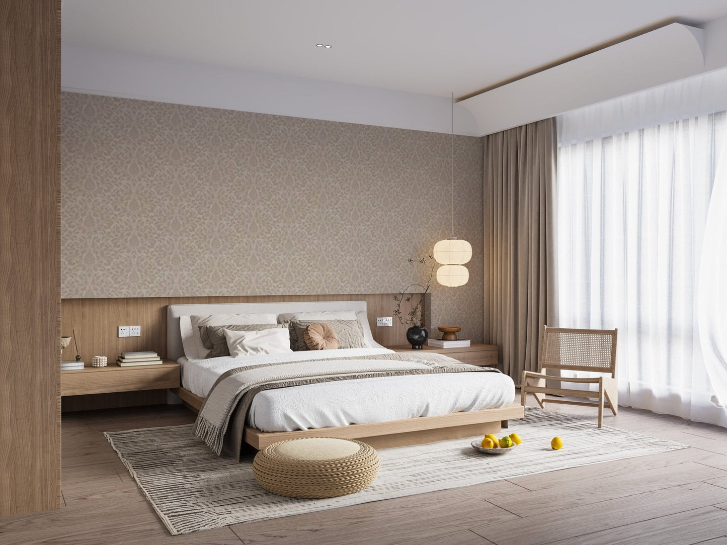 Classic beige damask wallpaper
