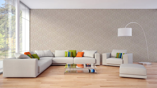 Beige damask wall mural design

