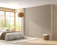 Beige damask print wall covering
