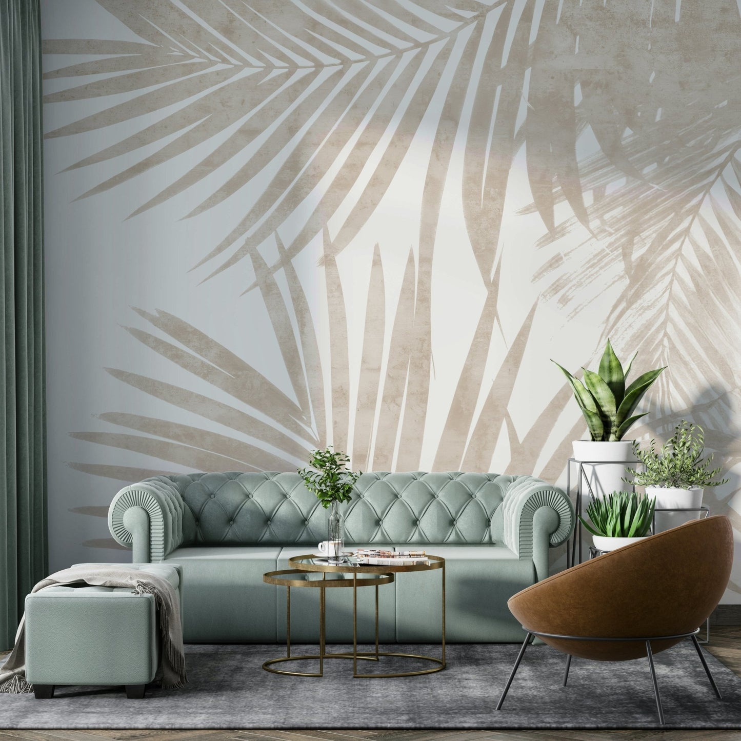 An elegant foliage pattern wall mural for home decor., GD4585