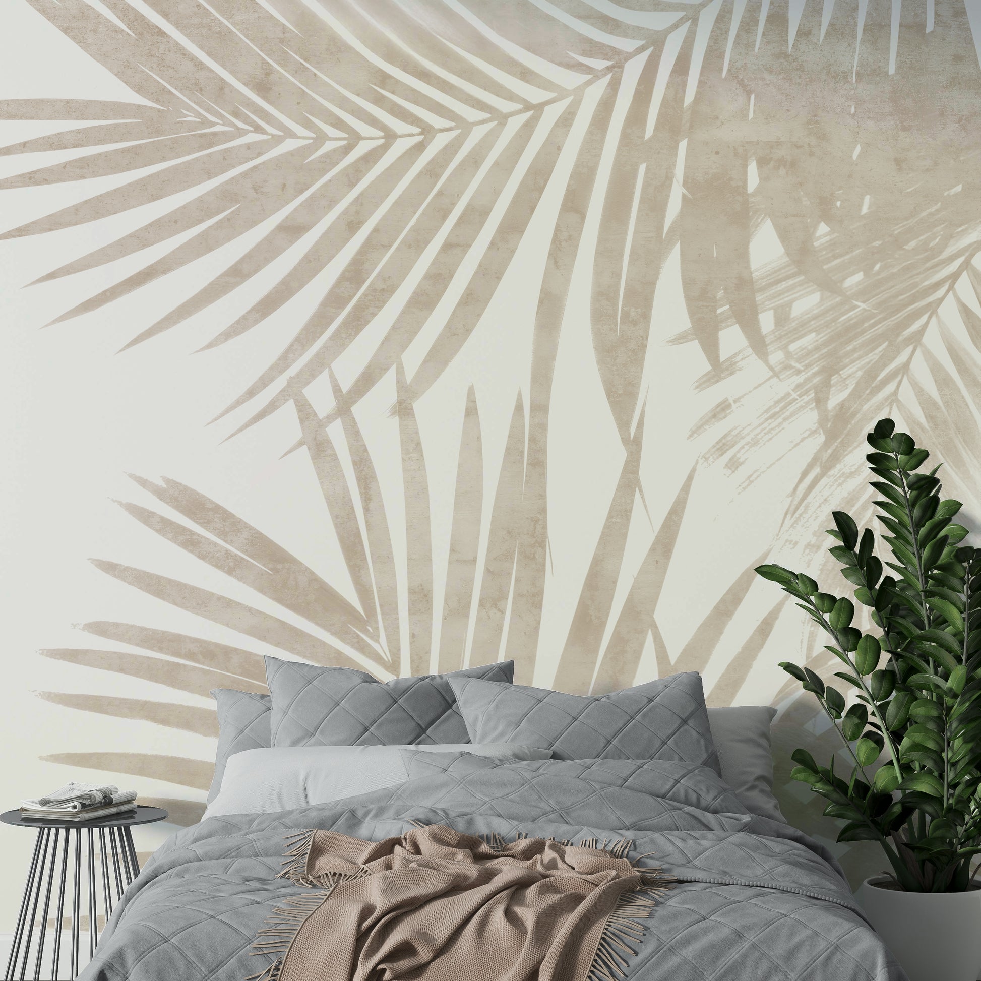 An artistic foliage mural for home decor.

