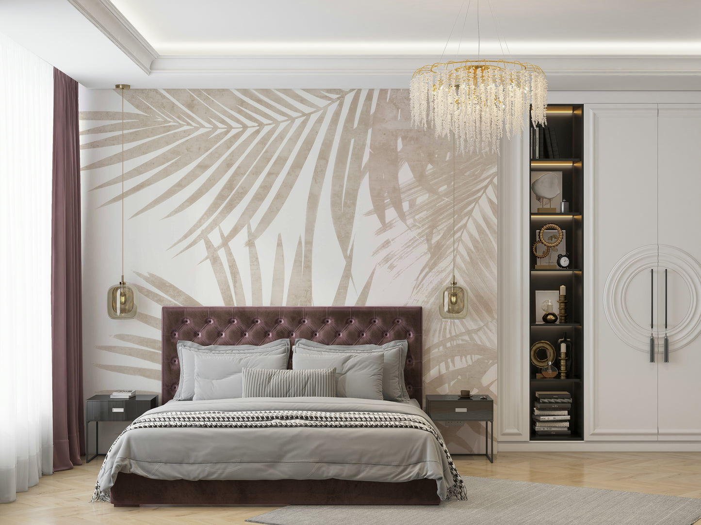 A sophisticated exotic leaf wallpaper mural for a feature wall.

