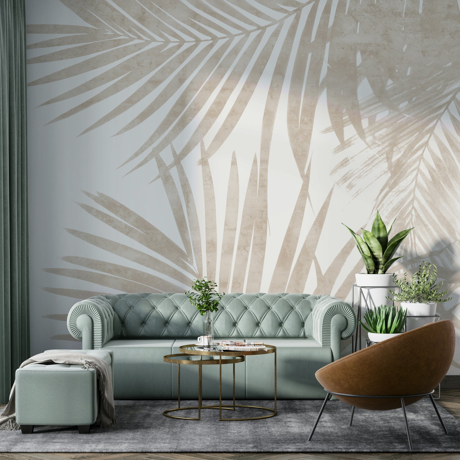 An elegant foliage pattern wall mural for home decor.

