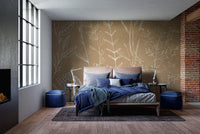 Tranquil beige herbs wallpaper for relaxing spaces