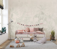 Warm Beige Safari-Themed Wall Mural

