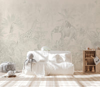 Beige Tropical Forest Wall Covering
