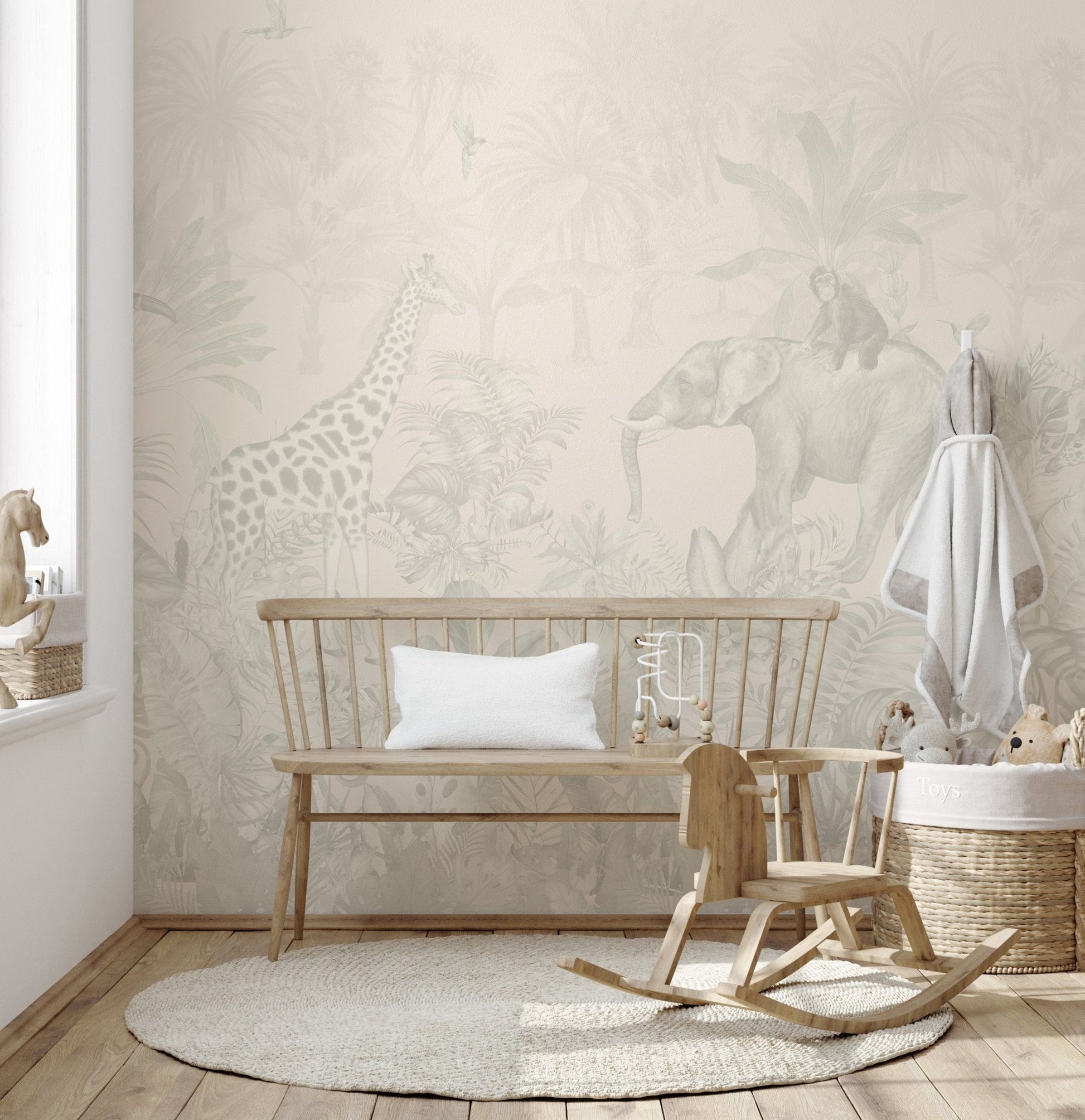 Minimalist Jungle Wall Mural Beige

