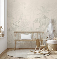Minimalist Jungle Wall Mural Beige
