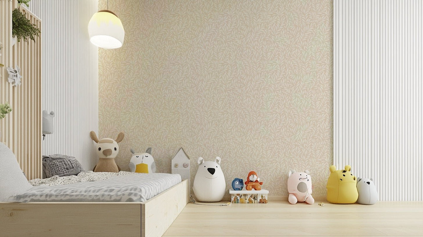 Beige Leafy Wallpaper full view GD503

