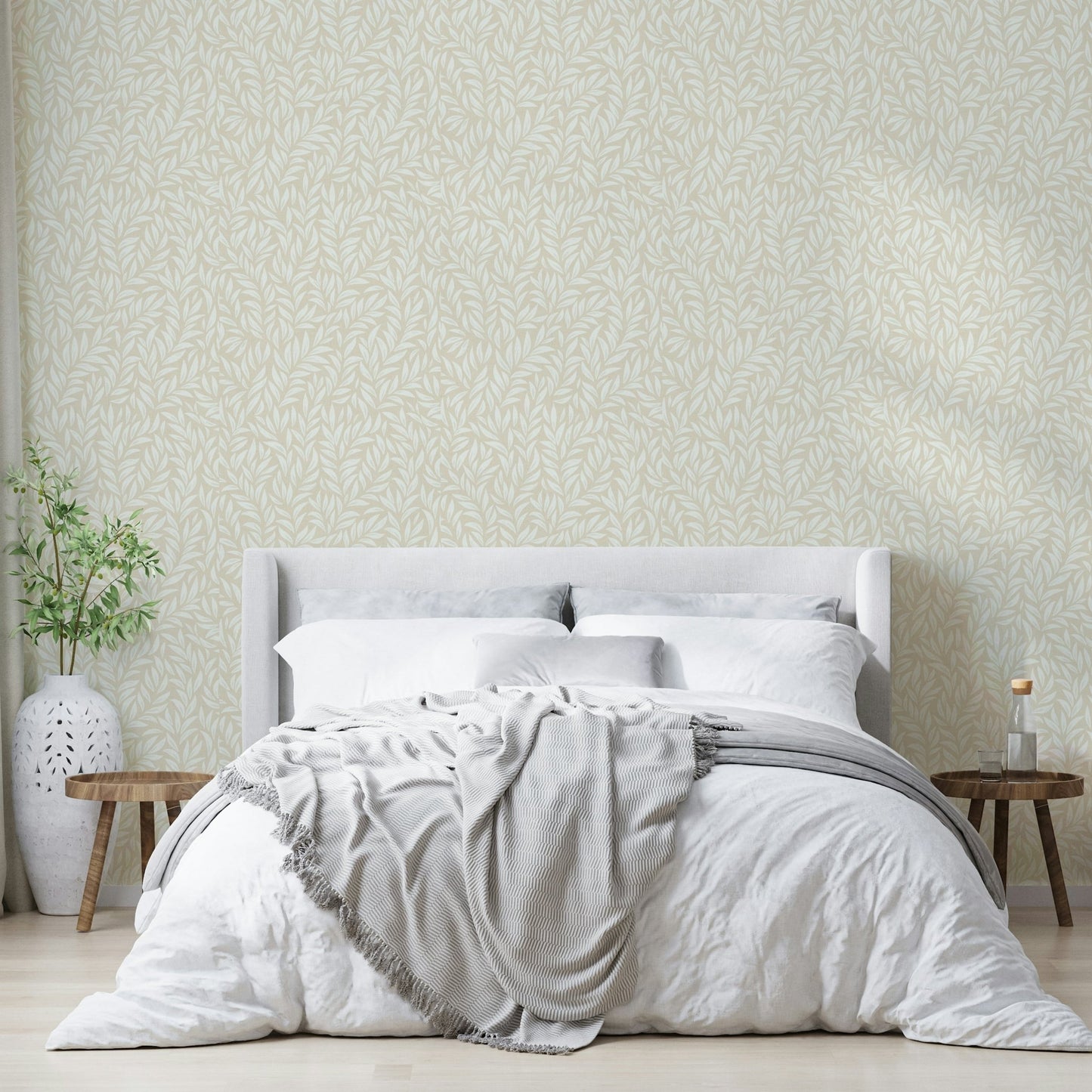Timeless beige leafy wallpaper pattern
 GD503
