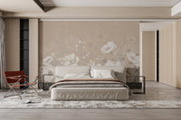 Ivory and beige floral wallpaper
