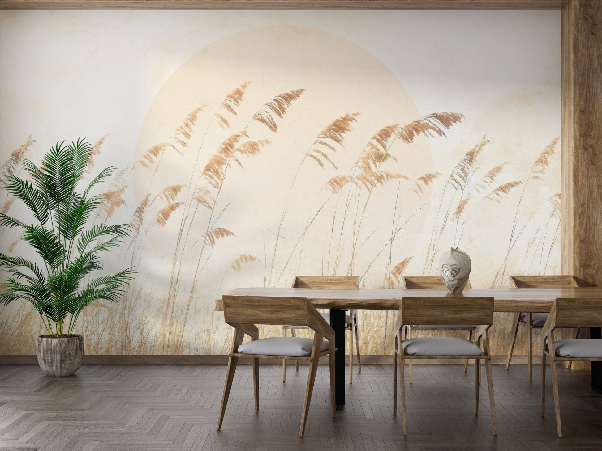 Textured beige reed wallpaper for modern homes C505