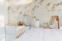 Artistic beige reed wall mural design C505