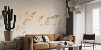 Natural reed-inspired wallpaper mural in beige C505