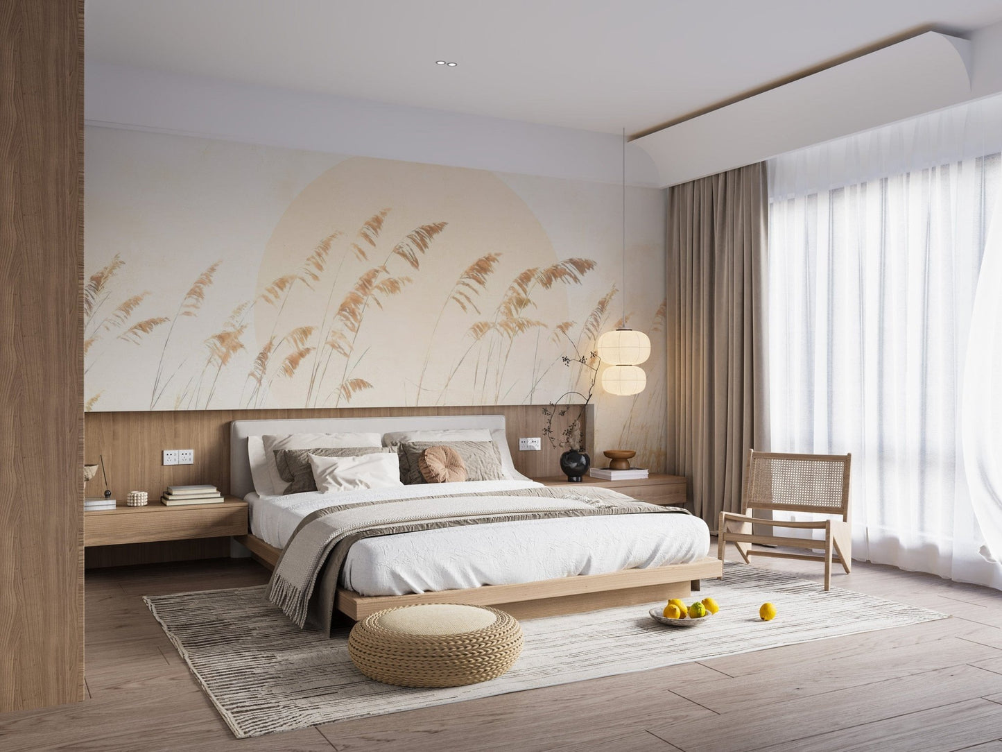 Beige Reed Wallpaper Mural C505