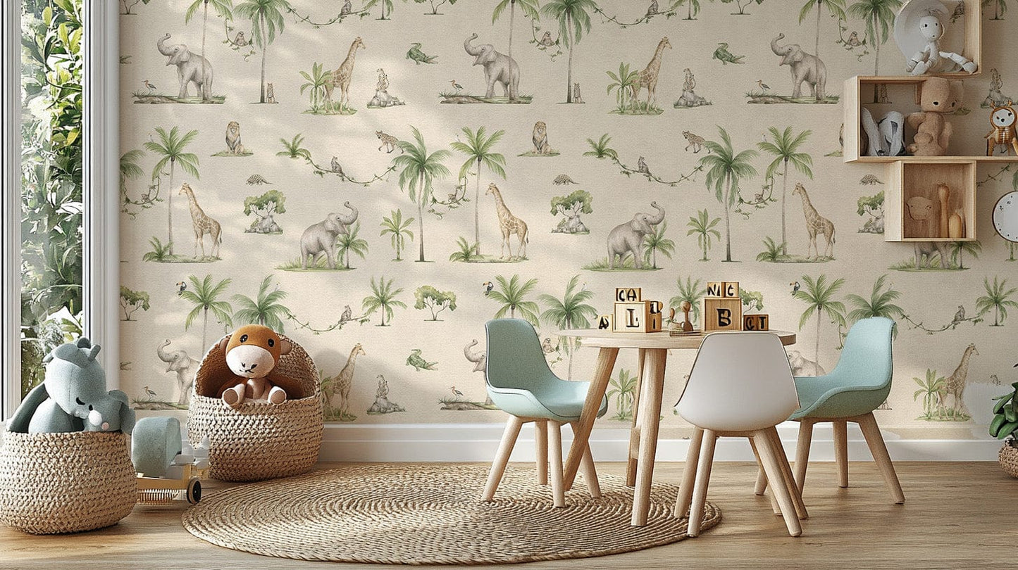 Safari adventure beige wallpaper pattern
