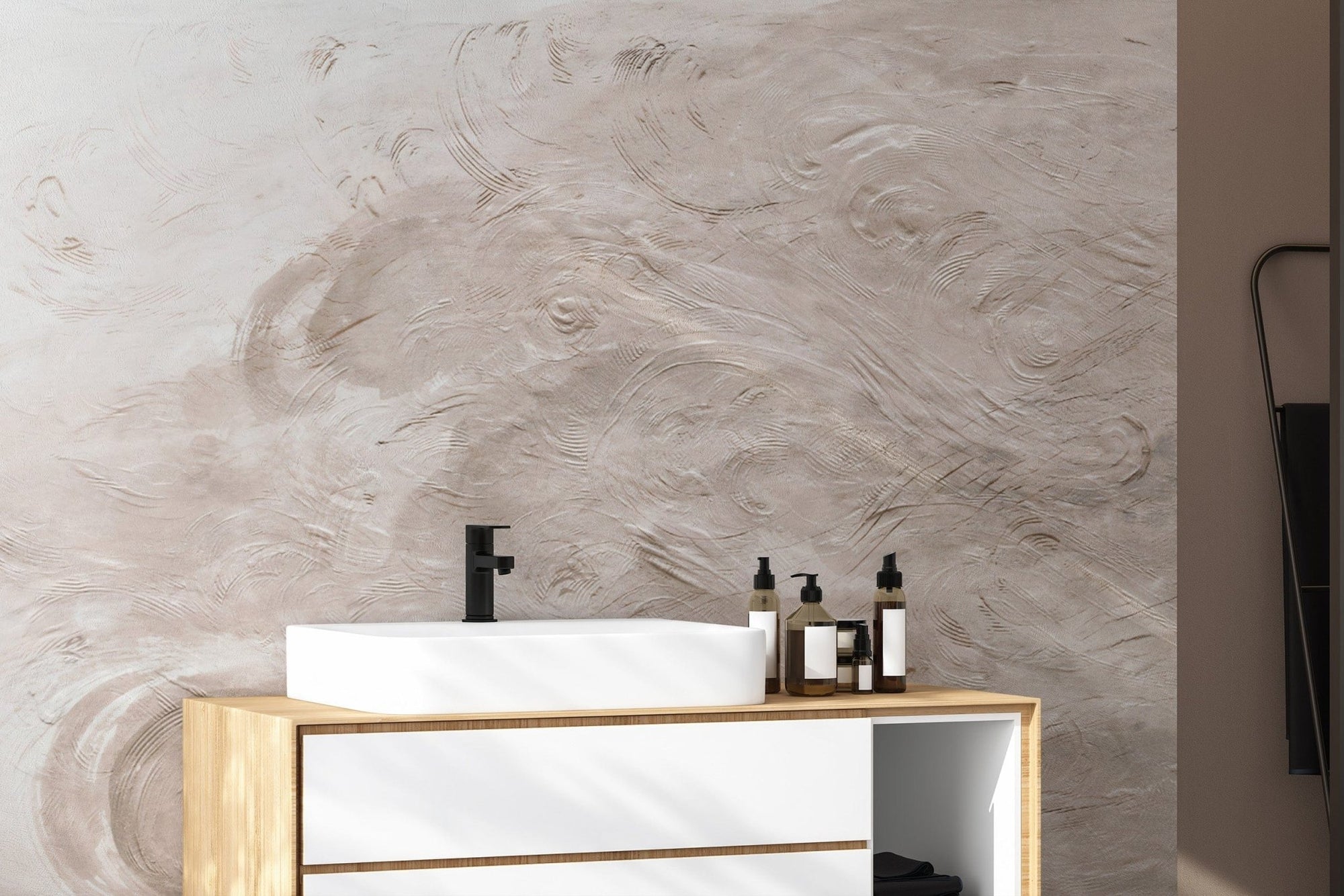 Beige textured swirl wallpaper design
 D235