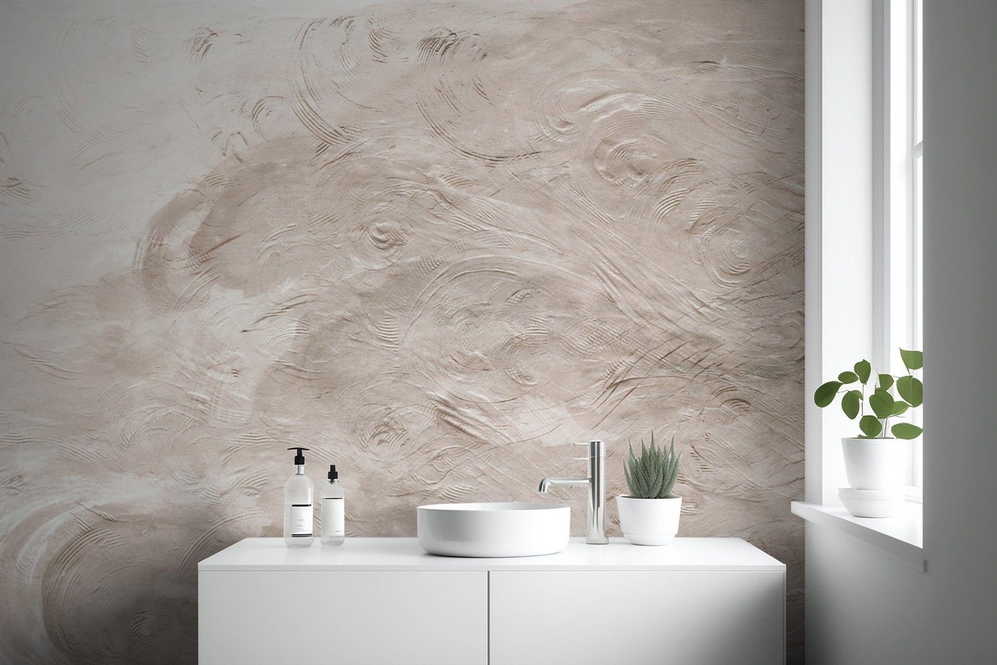 Neutral textured swirl wall covering
