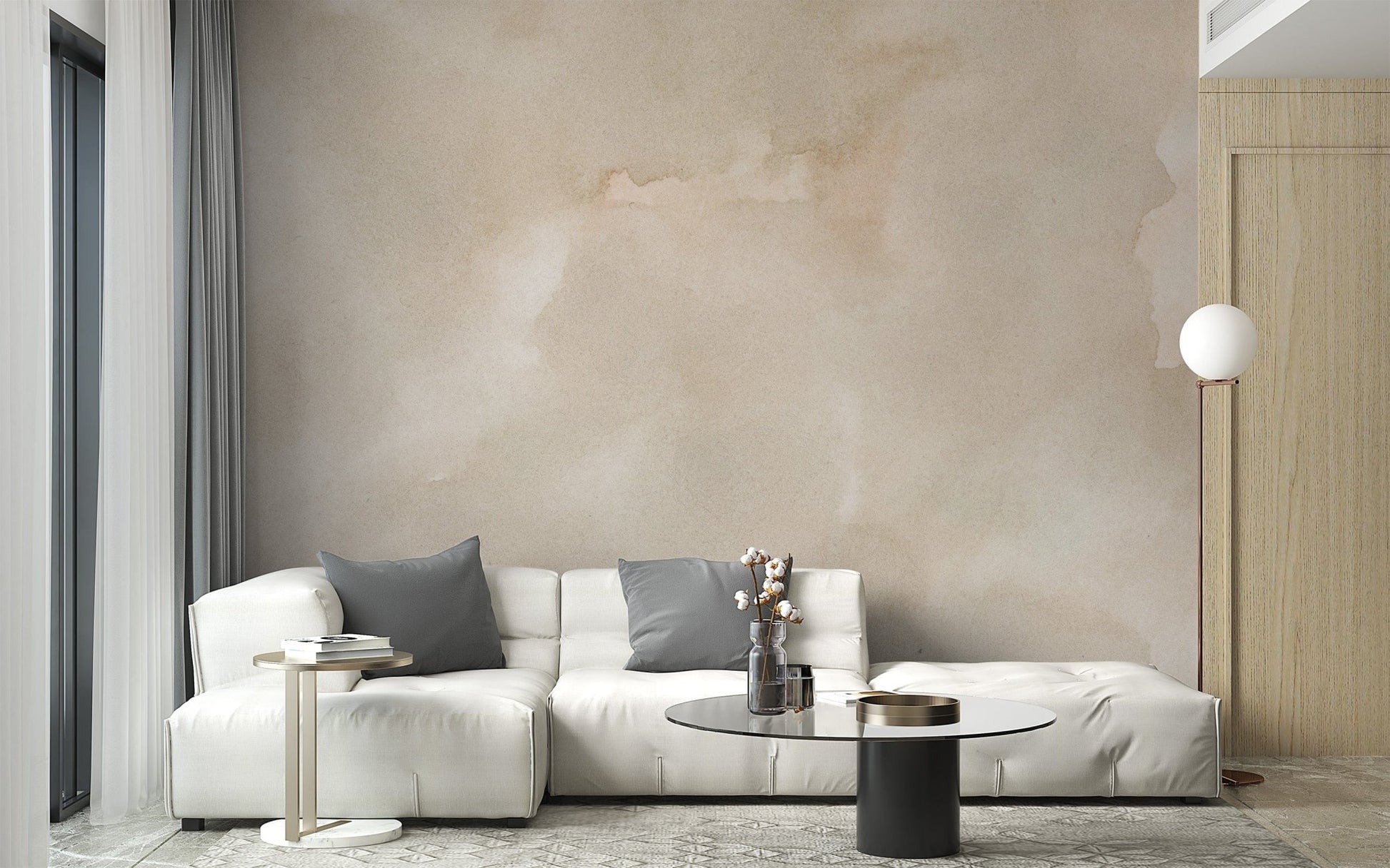 Modern Abstract Beige Wall Mural Design
