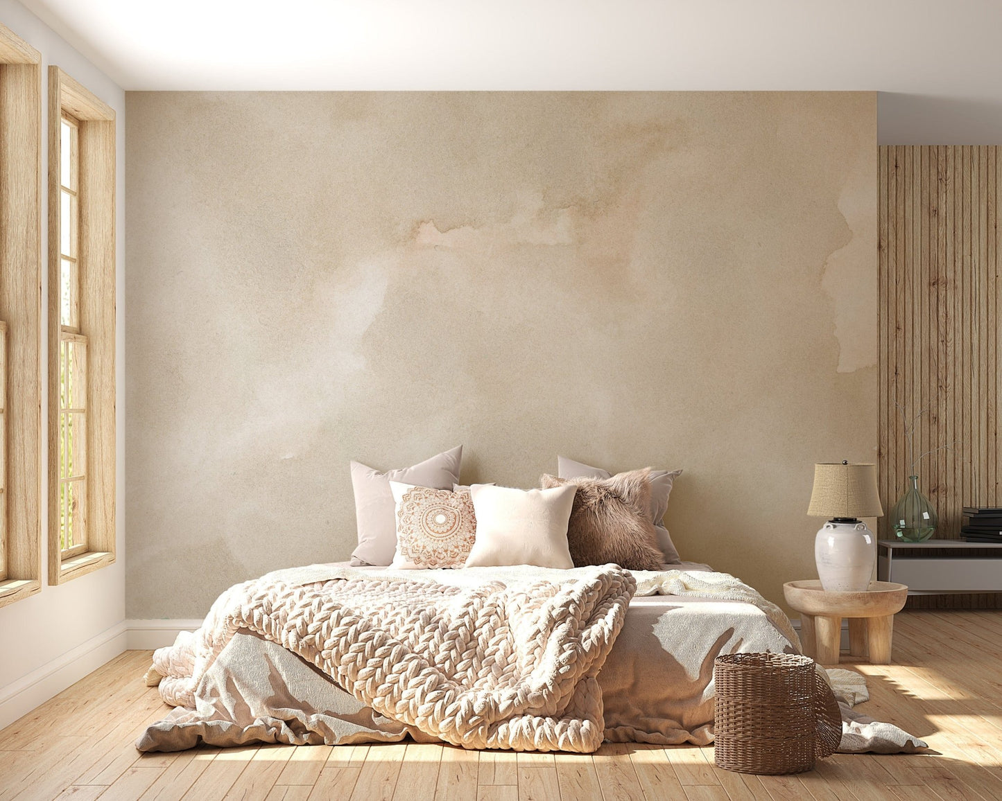 Abstract Beige Watercolor Wallpaper Mural - Giffywalls