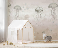 Watercolor Beige Ocean Wallpaper Design
