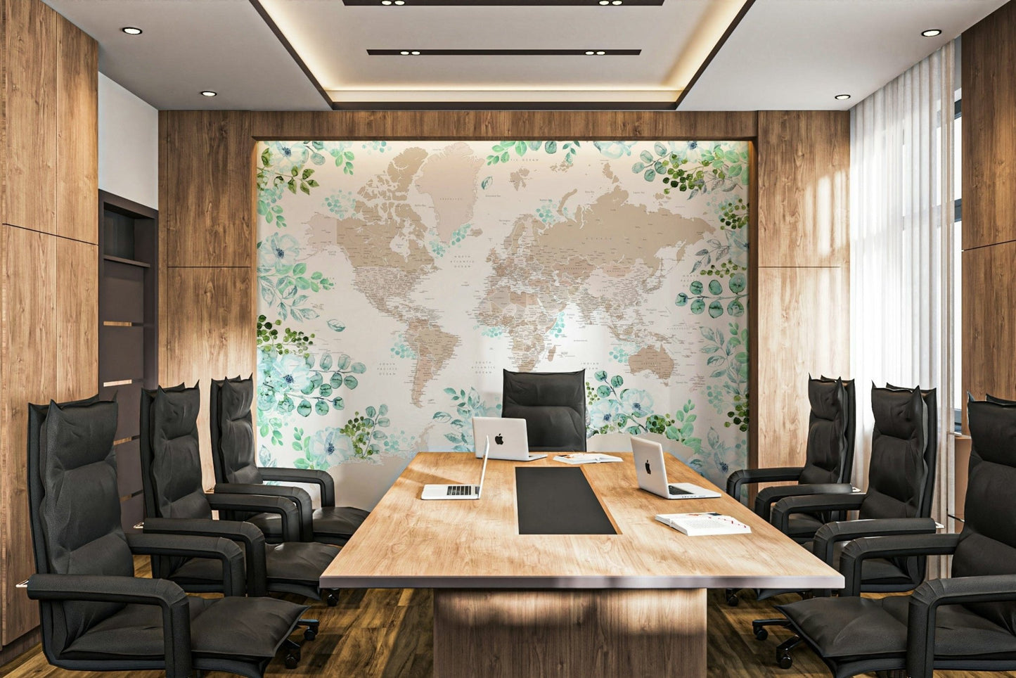 Beige map wallpaper for home walls

