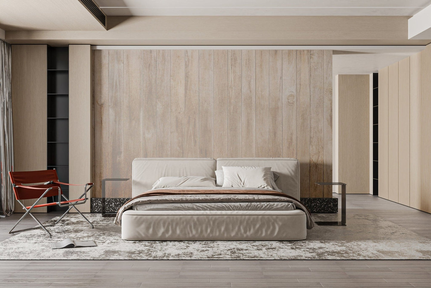 Removable beige wood panel wallpaper for walls wood-04