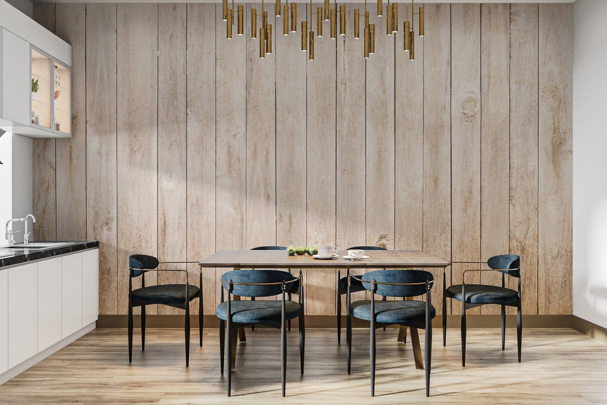 Stylish beige wood panel mural for walls wood-04
