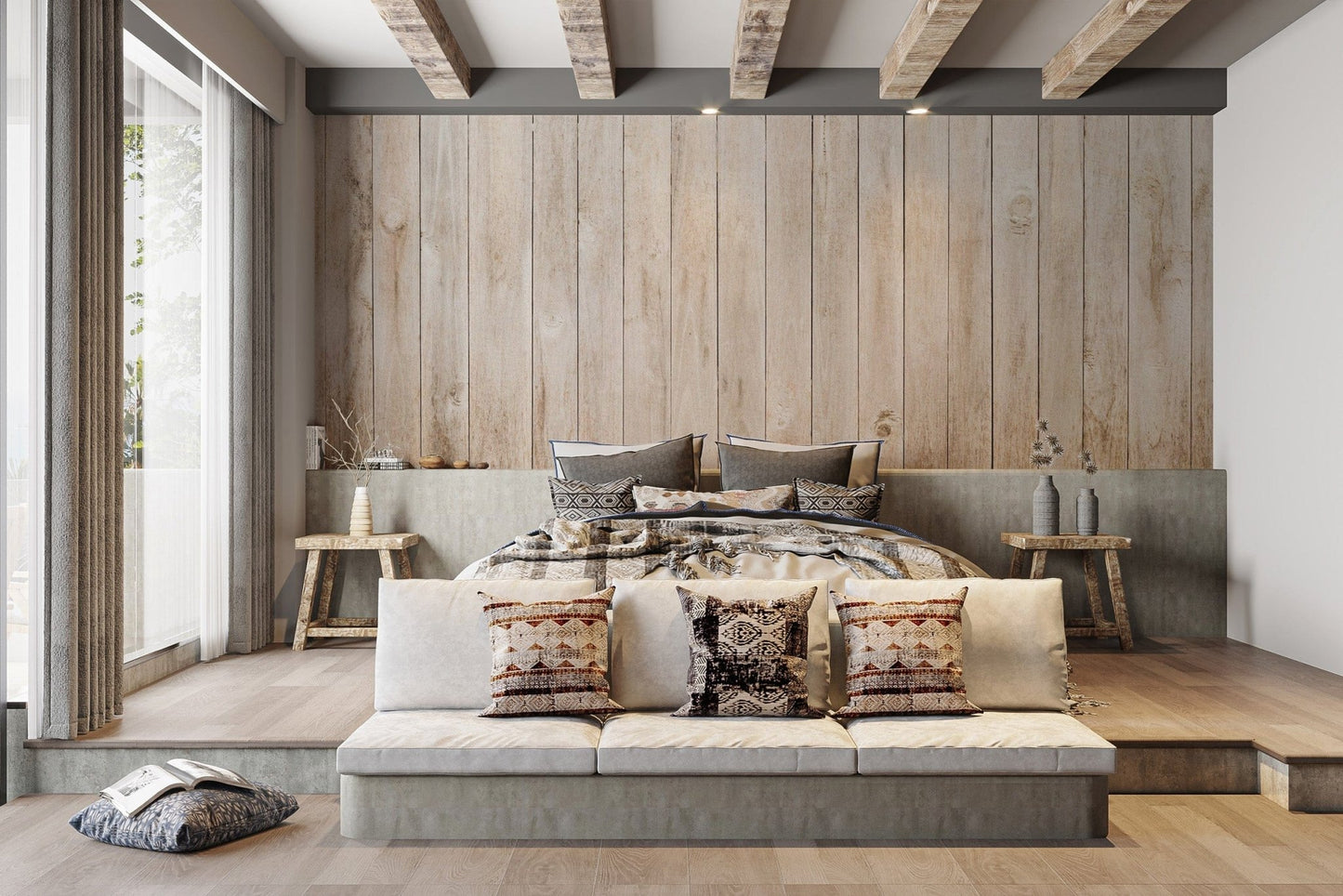 Peel and stick beige wood panel wallpaper wood-04