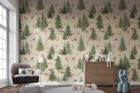 Tranquil forest animal wallpaper pattern
